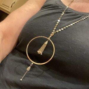 Lucky Star Jewels circle and tassel long necklace.